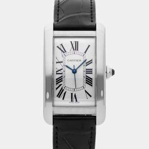 Pre-Owned Cartier Tank Américaine Large Automatic Silver Stainless Steel Men's Wristwatch 45 mm