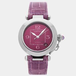 Pre-Owned Cartier Pasha W3108299 Automatic Pink Stainless Steel Men's Wristwatch 35 mm