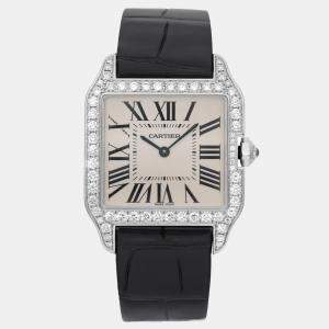 Cartier Santos Dumont WH100251 Quartz Silver 18k White Gold Men's Wristwatch 30 mm