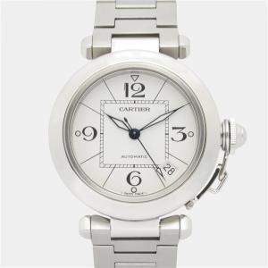 Pre Owned Cartier Pasha C W31074M7 Automatic White Stainless Steel Men's Wristwatch 35 mm