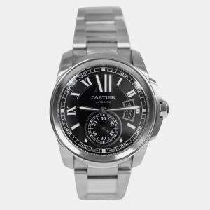 Pre Owned Cartier Calibre de Cartier W7100016 Automatic Black Stainless Steel Men's Wristwatch 42 mm
