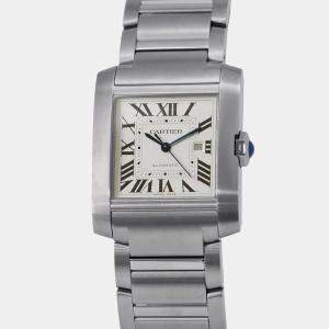 Pre Owned Cartier Tank Francaise WSTA0067 Automatic Silver Stainless Steel Men's Wristwatch 30.5 mm