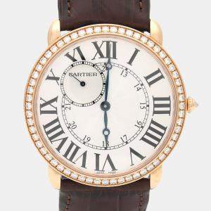 Pre Owned Cartier Ronde Louis Diamond Manual Winding Rose Gold Men's Wristwatch 42 mm