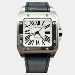 Pre Owned Cartier Santos 100 2878 Automatic Stainless Steel Men's Wristwatch 33 mm