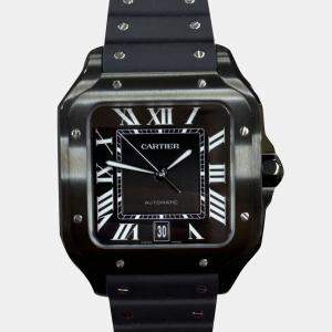 Pre Owned Cartier Santos Large WSSA0039 Automatic Black Stainless Steel Men's Wristwatch 39.8 mm