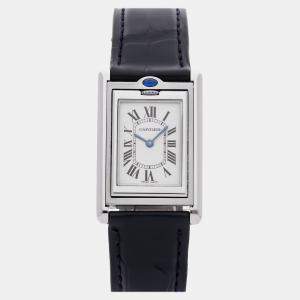 Pre Owned Pre-Owned Cartier Tank Basculante W1011258  Silver Quartz Stainless Steel Men's Wristwatch 24 mm