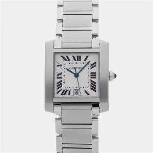 Pre Owned Pre-Owned Cartier Tank Francaise W51002Q3 Silver Stainless Steel Men's wristwatch 28 mm