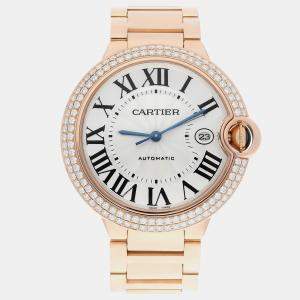 Pre Owned Cartier Ballon Bleu WE9008Z3 Automatic White 18k rose gold Men's Wristwatch 42 mm
