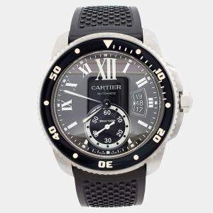Pre Owned Cartier Calibre de Cartier W7100056 Automatic Black Stainless Steel Men's Wristwatch 42 mm