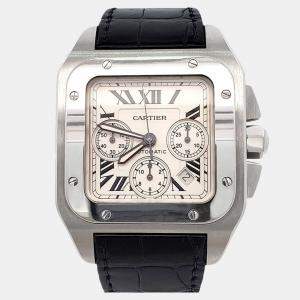 Pre Owned Cartier Santos 100 XL W20090X8 Automatic White Stainless Steel Men's Wristwatch 41 mm