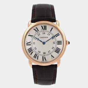 Pre Owned Cartier Ronde Louis W6800251 Manual Winding Cream 18k rose gold Men's Wristwatch 36 mm