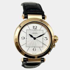 Pre Owned Cartier Pasha 2770 Automatic Silver 18k Rose Gold Men's Wristwatch 42 mm