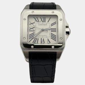 Pre Owned Cartier Santos 100 XL 2656 Automatic White Stainless Steel Men's Wristwatch 38 mm