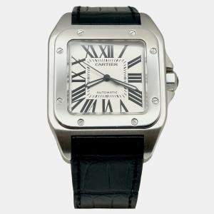 Pre Owned Cartier Santos 100 XL 2656 Automatic White Stainless Steel Men's Wristwatch 38 mm