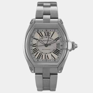 Pre Owned Cartier Roadster GMT XL 2722 W62032X6 Automatic Silver Stainless Steel Men's Wristwatch 42 mm
