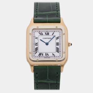 Pre Owned Pre-Owned Cartier Santos Dumont 85524200 White Manual Winding 18k Yellow  Gold Men's Wristwatch 27 MM