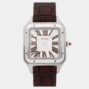 Pre Owned ساعة يدوية رجالية مستعملة كارتييه سانتوس-دومونت كبير WGSA0082 بيج تعبئة يدوية بلاتينيوم 33 ملم