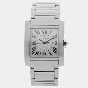 Pre Owned Pre-Owned Cartier Tank Francaise Large WSTA0067 Silver Automatic Stainless Steel Men's Wristwatch 30 MM