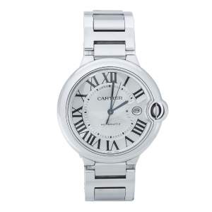 Cartier Silver Stainless Steel Ballon Bleu 3765 Men's Wristwatch 42MM