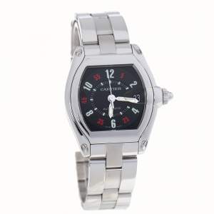 Pre Owned Cartier Black Stainless Steel Roadster 2510 Men's Wristwatch 38 mm
