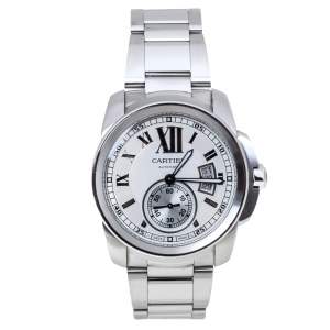 Cartier White Stainless Steel Calibre De Cartier 3389 W7100016 Automatic Men's Wristwatch 42MM
