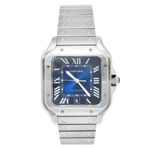 Pre Owned Cartier Blue Stainless Steel Santos de Cartier WSSA0030 Men's Wristwatch 39.80 mm