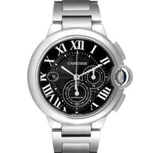 Cartier Black Stainless Steel Ballon Bleu XL Chronograph W6920077 Men's Wristwatch 44 MM