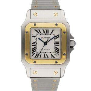 Pre Owned Cartier Silver 18k Yellow Gold And Stainless Steel Santos Galbee 2823 Automatic Men's Wristwatch 32 MM