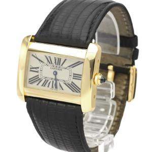 Cartier Silver 18K Yellow Gold Tank Divan W6300556 Quartz Men's Wristwatch 38 MM