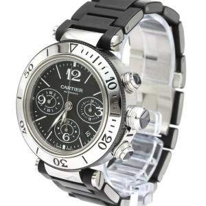 Pre Owned Cartier Black Stainless Steel Pasha Seatimer W31088U2 Chronograph Automatic Men's Wristwatch 42 MM