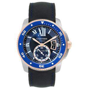 Cartier Blue 18K Rose Gold And Stainless Steel Calibre Diver W2CA0009 Men's Wristwatch 42 MM