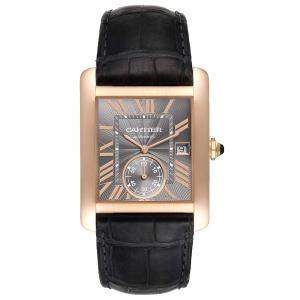 Cartier Grey 18K Rose Gold Tank MC W5330002 Men's Wristwatch 34 x 44 MM