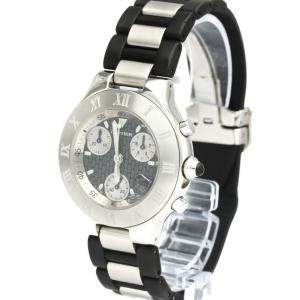 Pre Owned Cartier Black Stainless Steel Must 21 Chronoscaph W10125U2 Quartz Men's Wristwatch 38 MM