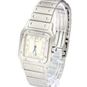 Pre Owned Cartier Silver Stainless Steel Santos Galbee Quartz 987901 Men's Wristwatch 29 MM