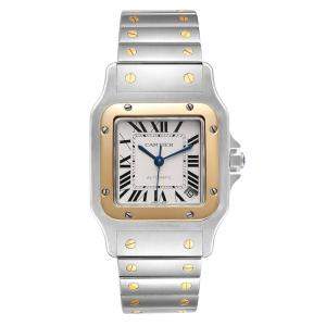 Cartier Silver 18K Yellow Gold And Stainless Steel Santos Galbee XL W20099C4 Men's Wristwatch 32 x 45 MM