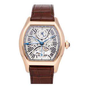 Cartier Silver 18K Rose Gold Tortue XL Perpetual Calendar W1580003 Men's Wristwatch 41 MM