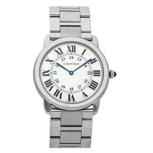 Cartier Silver Stainless Steel Ronde Solo W6701005 Men's Wristwatch 36 MM