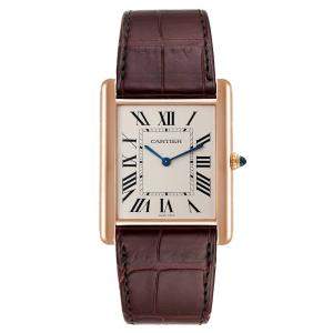 Cartier Silver 18k Rose Gold Tank Louis XL W1560017 Men's Wristwatch 40 x 34 MM