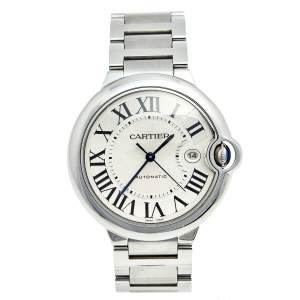 Pre Owned Cartier Silver Stainless Steel Ballon Bleu W69012Z4 Men's Wristwatch 42 mm