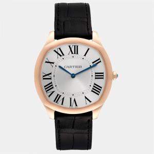 Cartier Silver 18K Rose Gold Drive De Cartier WGNM0006 Men's Wristwatch 38 mm