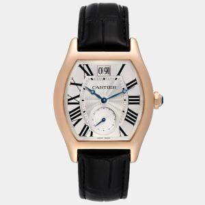 Cartier Silver 18k Rose Gold Tortue W1556234 Manual Winding Men's Wristwatch 38 mm
