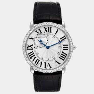 Cartier Silver 18k White Gold Ronde Louis WR007002 Manual Winding Men's Wristwatch 42 mm