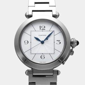 Cartier Silver 18k White Gold Pasha W30187M9 Automatic Men's Wristwatch 42 mm