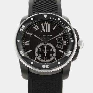 Cartier Black Stainless Steel Calibre de Cartier WSCA0006 Automatic Men's Wristwatch 42 mm