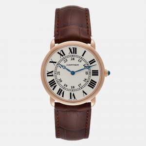 Cartier Ronde Louis Rose Gold Silver Dial Mens Watch W6800251