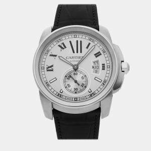 Cartier Silver Stainless Steel Calibre de Cartier W7100037 Automatic Men's Wristwatch 42 mm