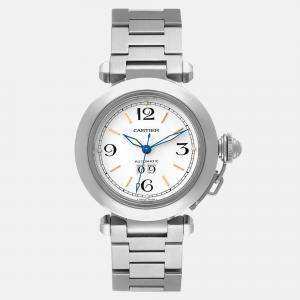 Cartier Pasha C Midsize Big Date White Dial Steel Men's Watch 35 mm