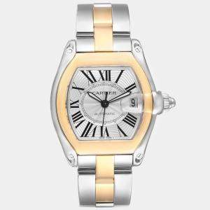 Cartier Roadster Steel Yellow Gold Silver Dial Men's Watch 38 mm