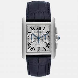 Cartier Tank MC Silver Dial Automatic Chronograph Men's Watch 34.3 mm