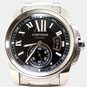 Cartier Black Stainless Steel Calibre de Cartier W7100015 Automatic Men's Wristwatch 42 mm